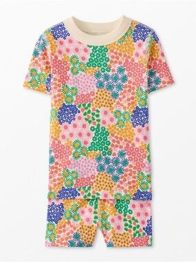Hanna Andersson Print Short John Pajama Set in Sea Daisy Floral Rainbow Size 3T